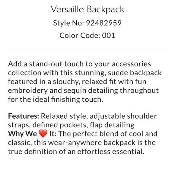 Free People Versailles Suede Black And Gold Embroidered Backpack NWT - Picture 6 of 11